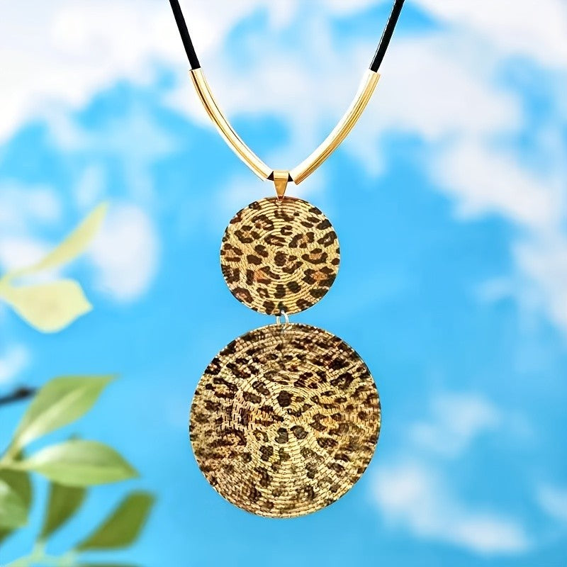 Vintage Leopard Disc Necklace