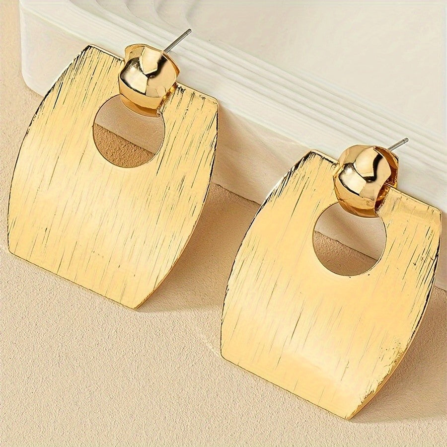 14k Vintage Brushed Geometric Earrings
