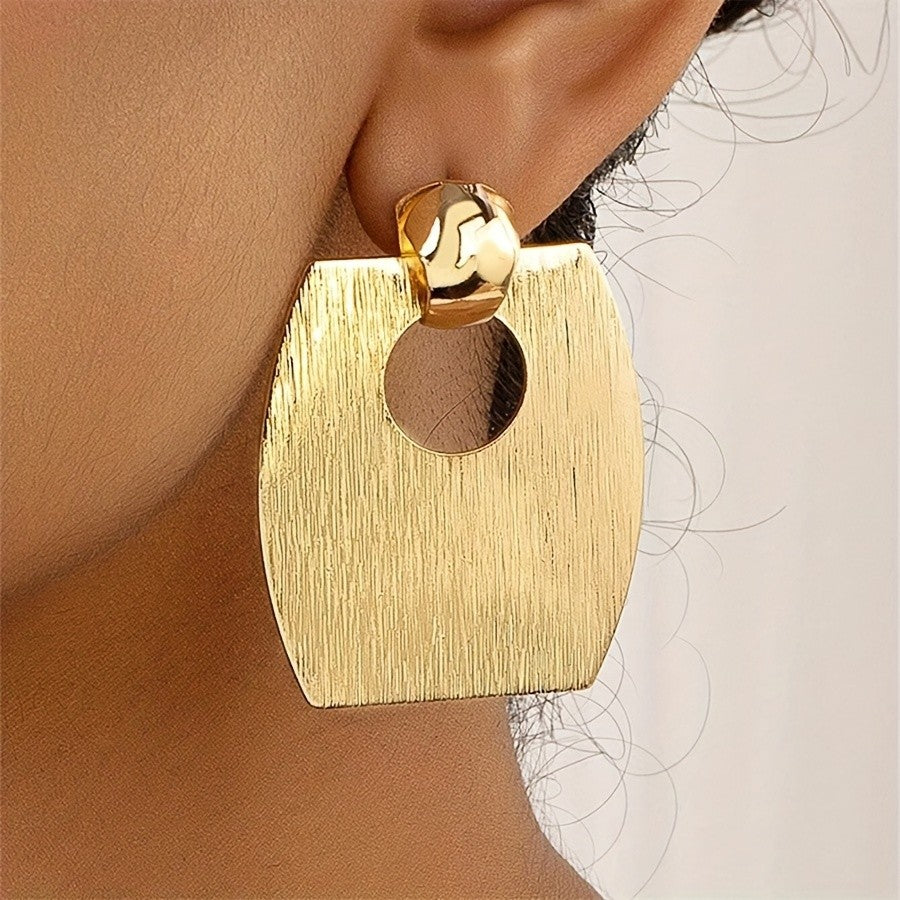 14k Vintage Brushed Geometric Earrings