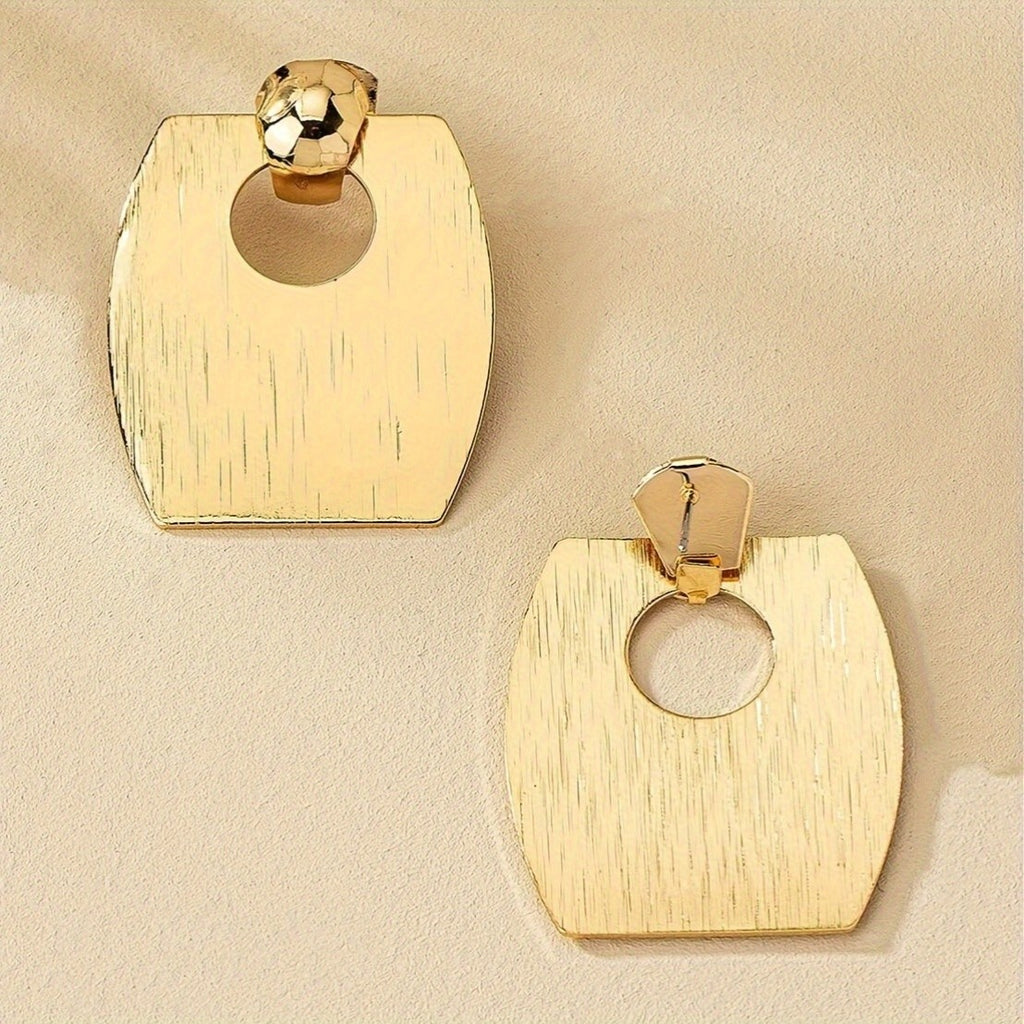 14k Vintage Brushed Geometric Earrings