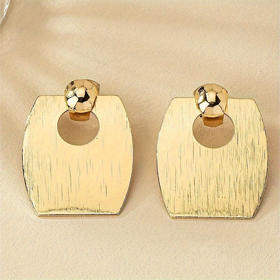 14k Vintage Brushed Geometric Earrings