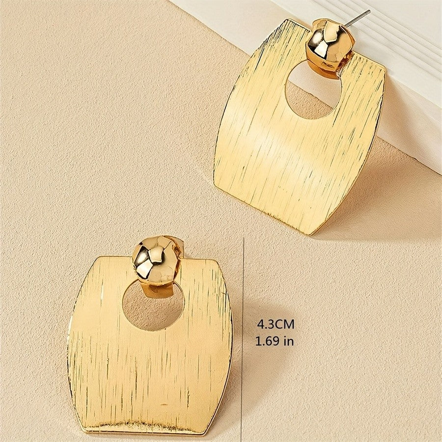 14k Vintage Brushed Geometric Earrings
