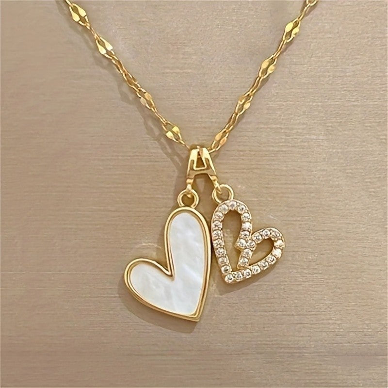 18k Elegant Double Heart Necklace