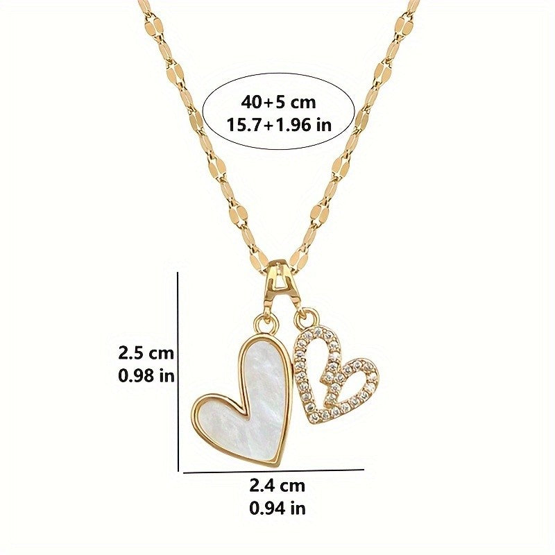 18k Elegant Double Heart Necklace