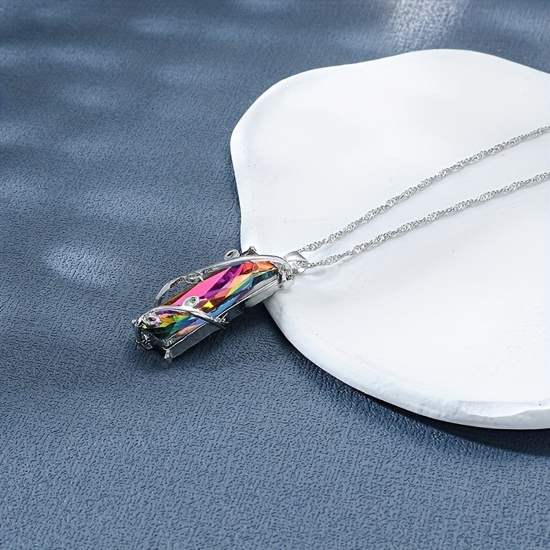Iridescent Geometric Bar Necklace