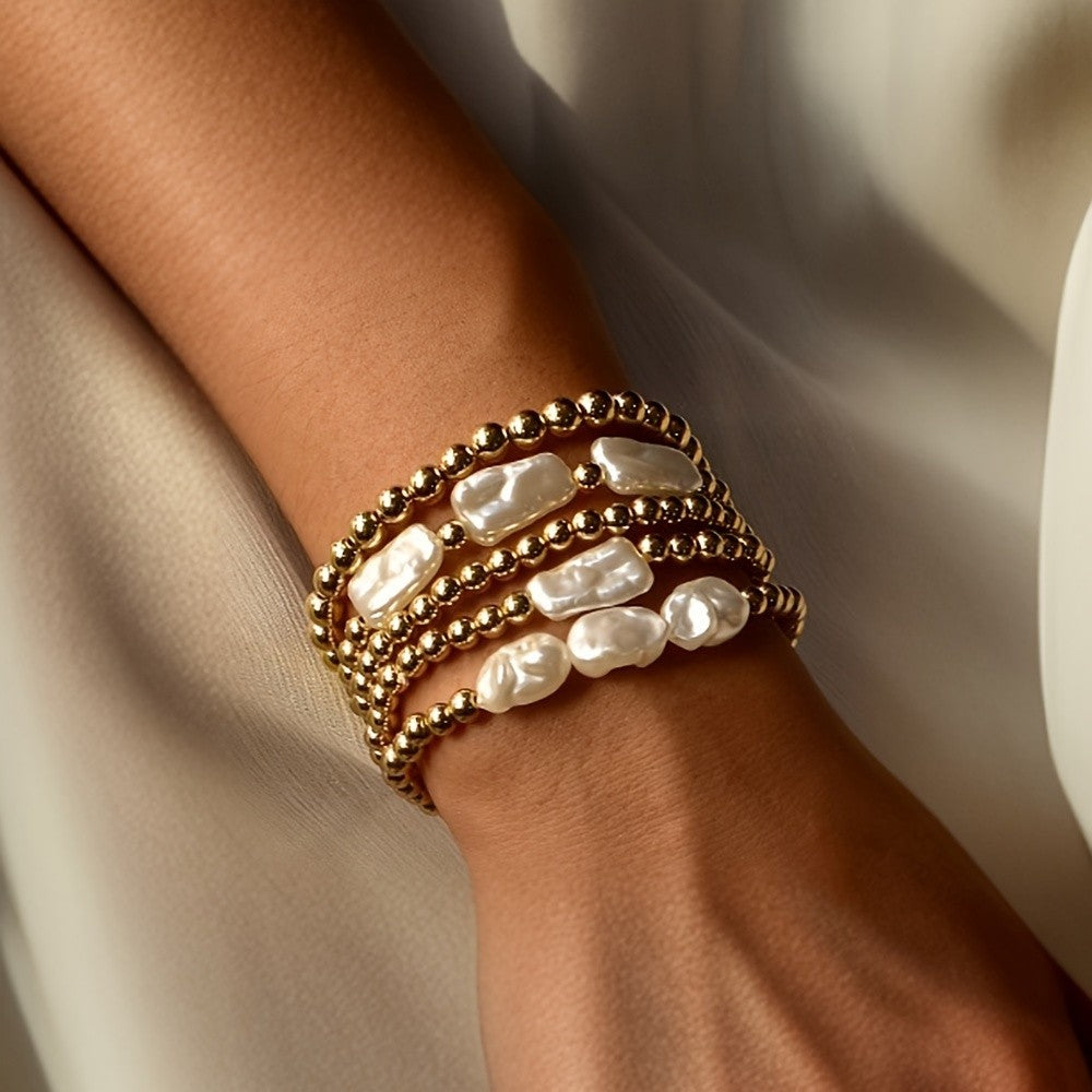5PC Boho Pearl Stack Bracelets