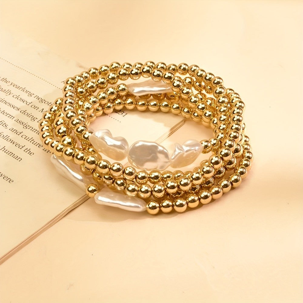 5PC Boho Pearl Stack Bracelets