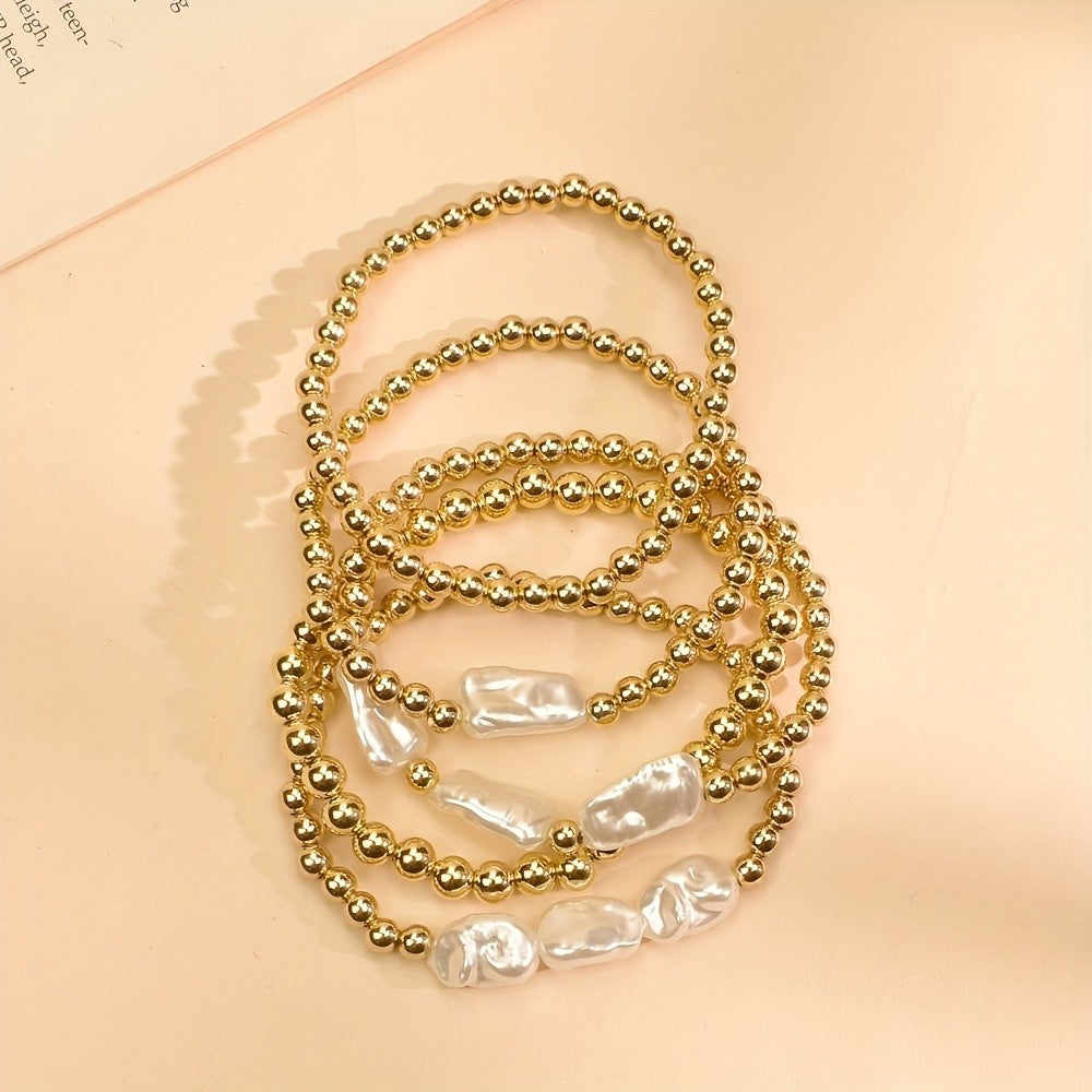 5PC Boho Pearl Stack Bracelets