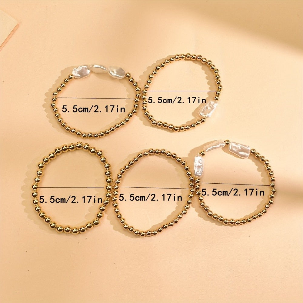 5PC Boho Pearl Stack Bracelets