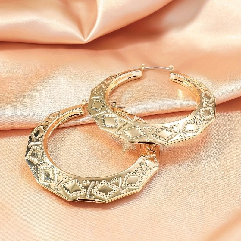 14k Vintage Geometric Hoop Earrings