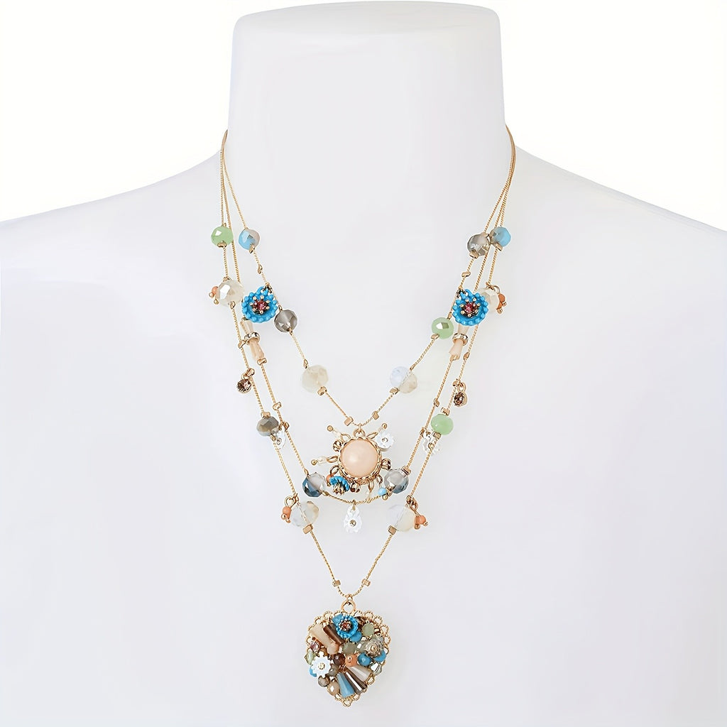 18k Elegant Multi-Layer Heart Necklace