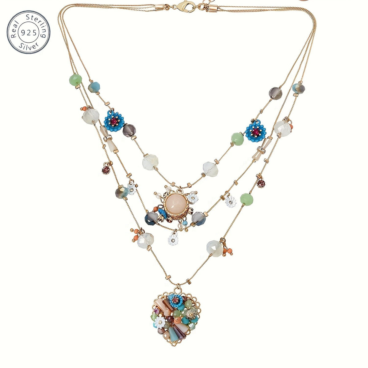 18k Elegant Multi-Layer Heart Necklace
