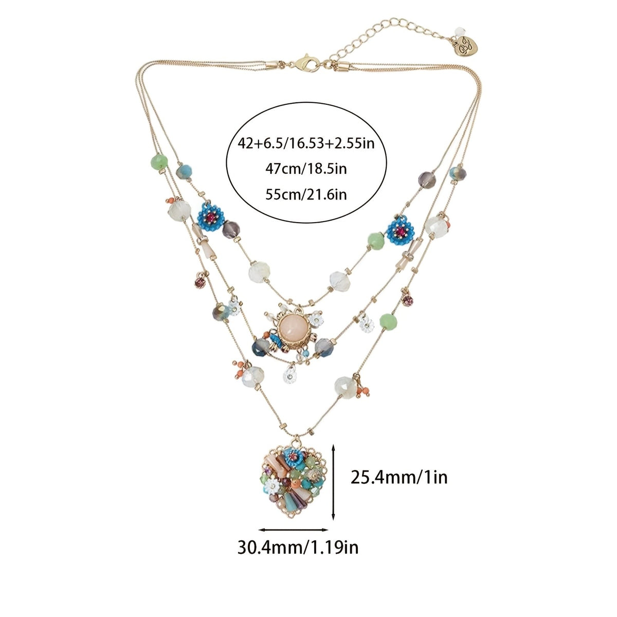 18k Elegant Multi-Layer Heart Necklace