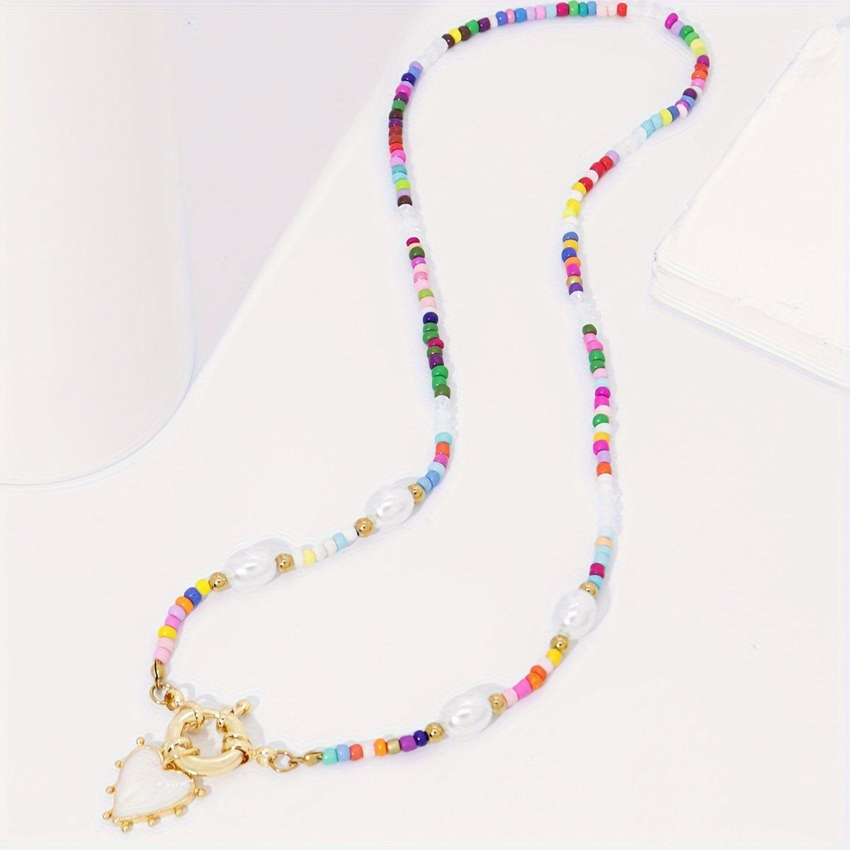 Boho Beaded Heart Necklace
