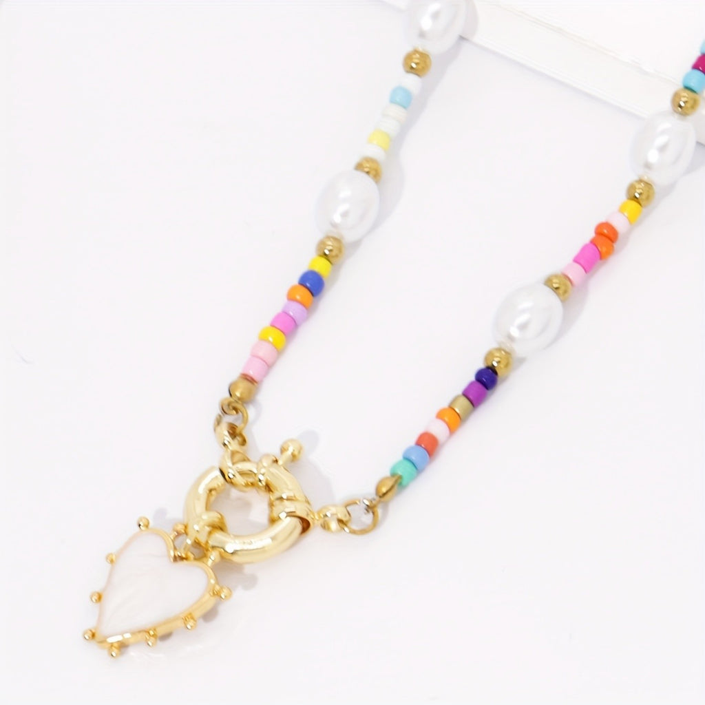Boho Beaded Heart Necklace