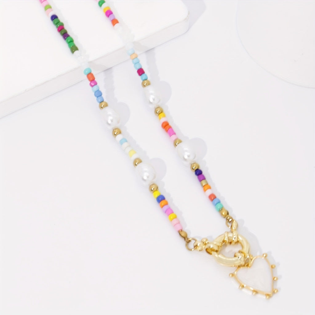 Boho Beaded Heart Necklace