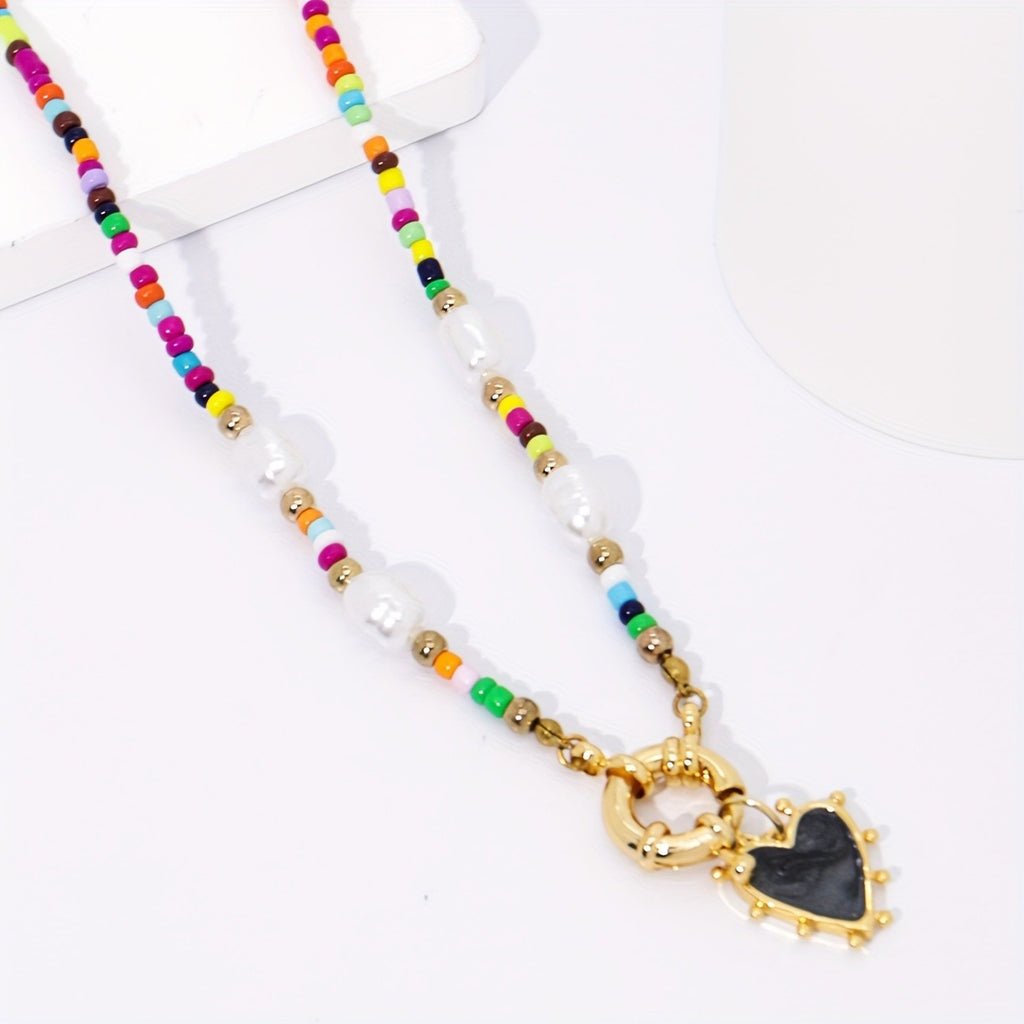 Boho Beaded Heart Necklace