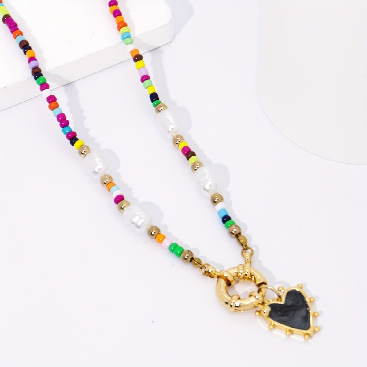 Boho Beaded Heart Necklace