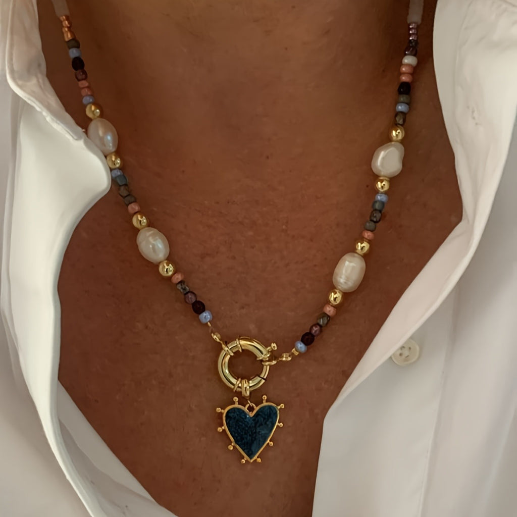 Boho Beaded Heart Necklace