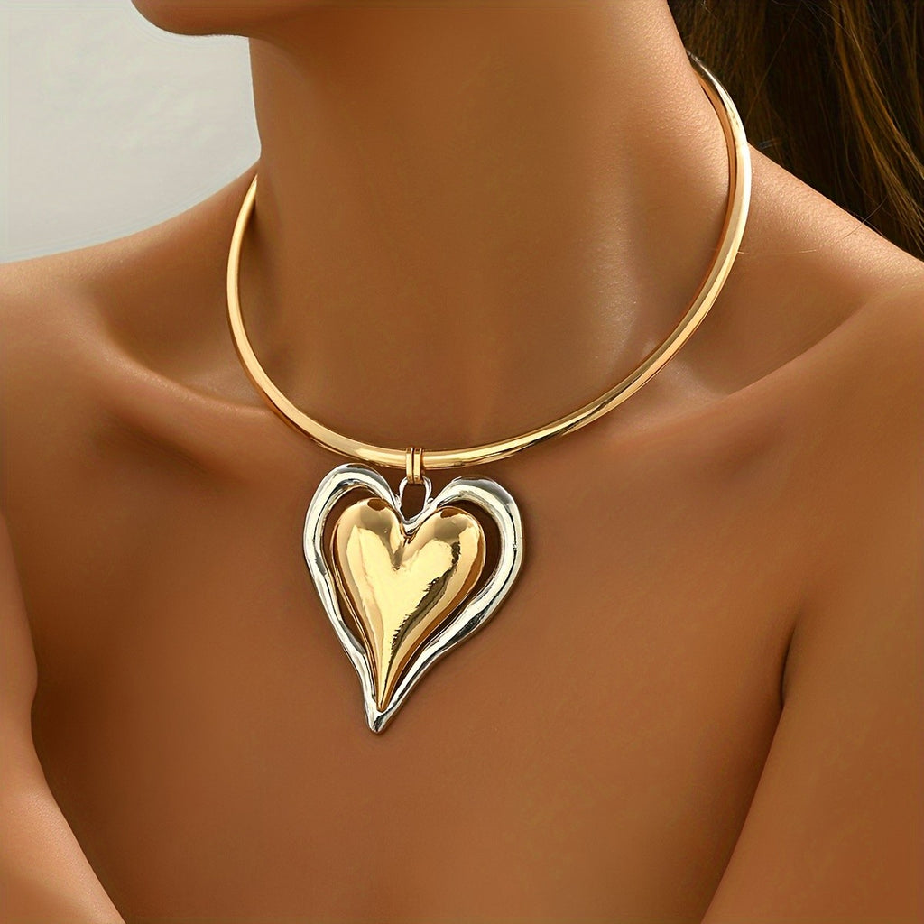 18k Elegant Heart Collar Necklace