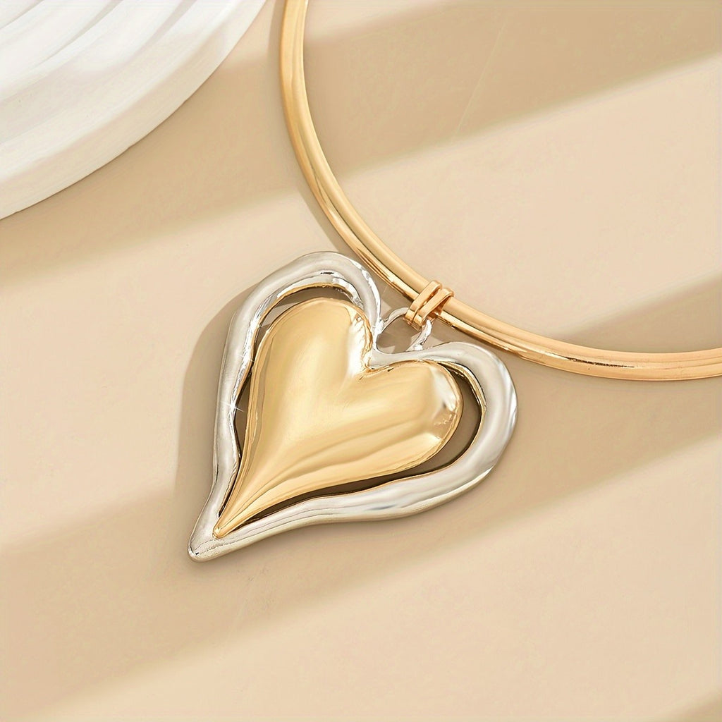 18k Elegant Heart Collar Necklace