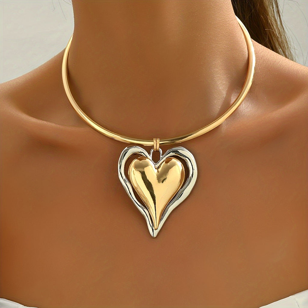 18k Elegant Heart Collar Necklace
