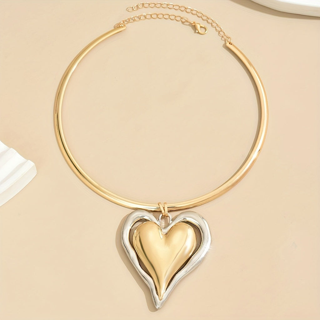 18k Elegant Heart Collar Necklace