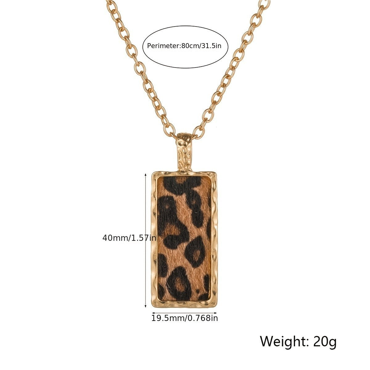 14k Vintage Leopard Rectangle Necklace