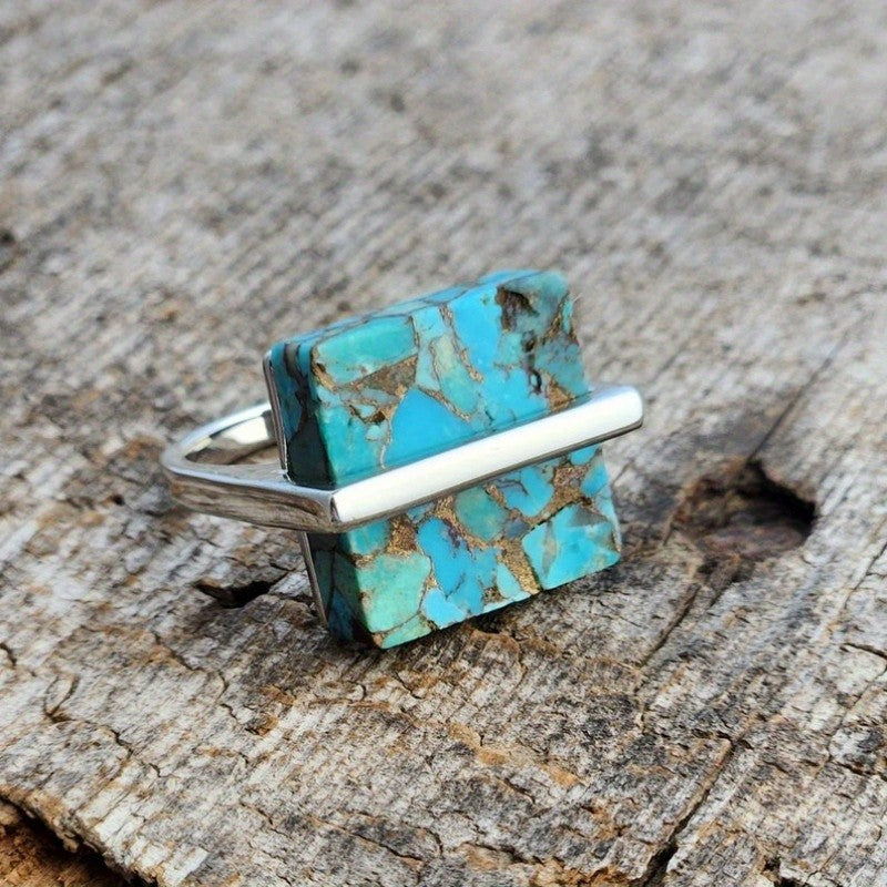Turquoise Geometric Ring