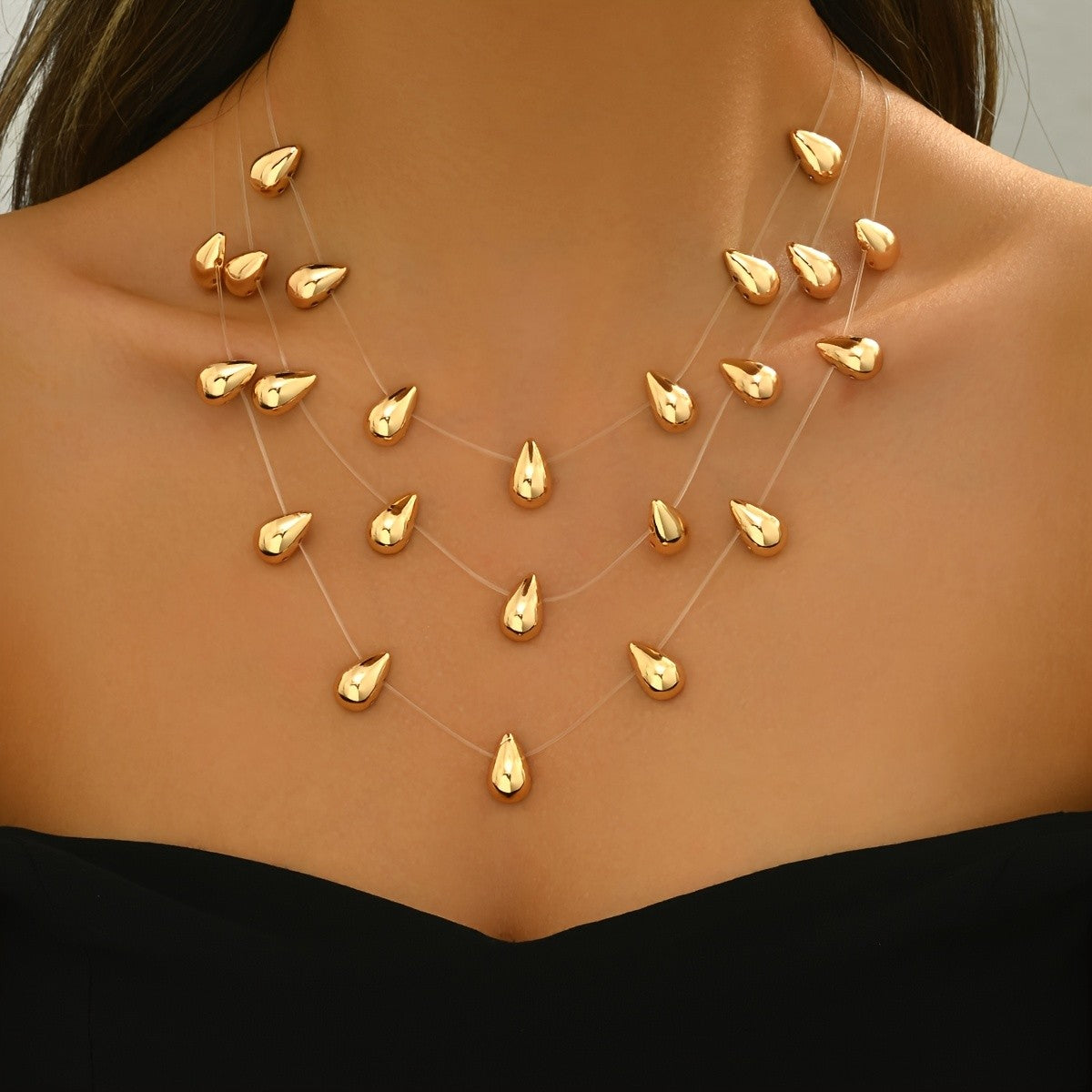 Boho Teardrop Layered Necklace