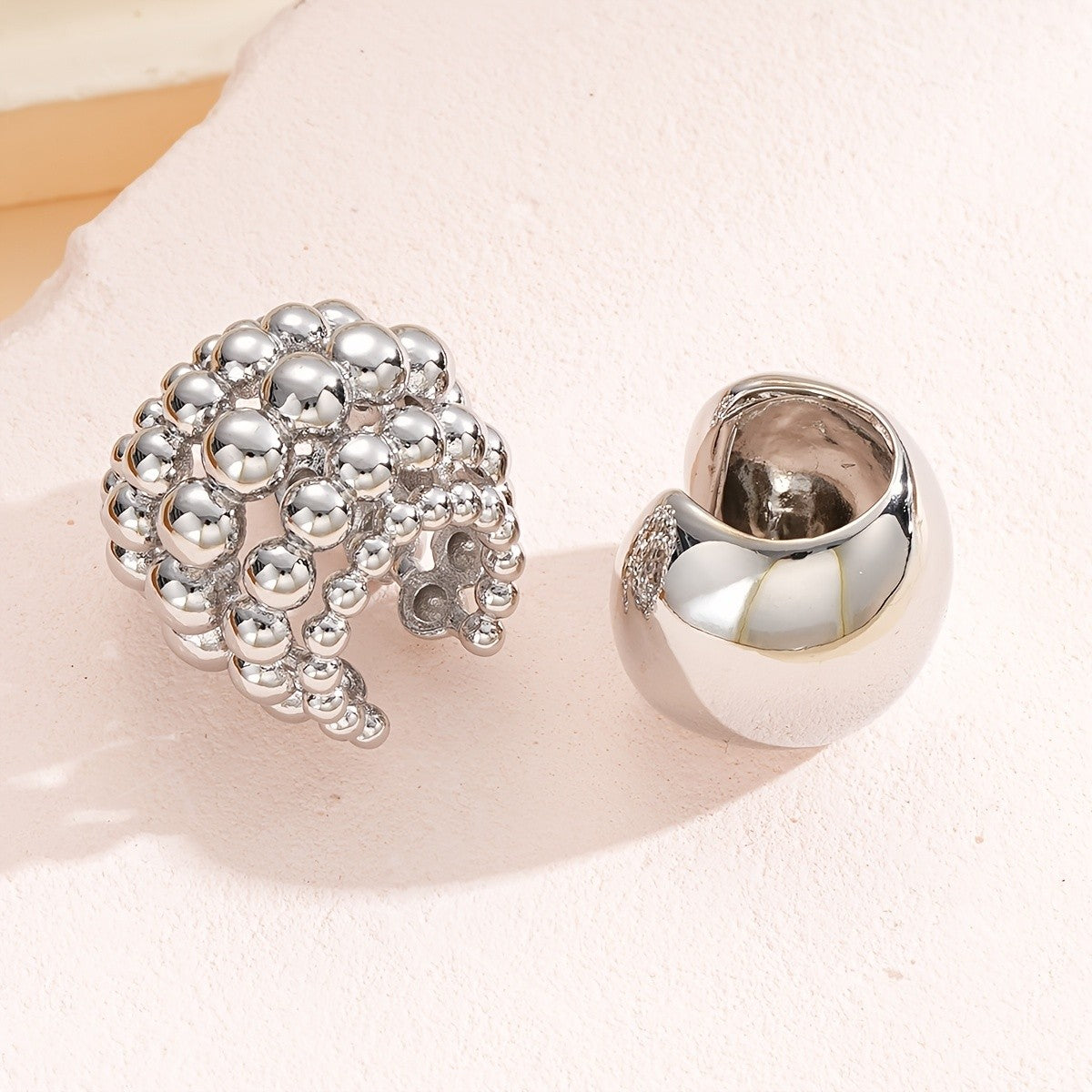 18k Geometric Bead Cuff Earrings