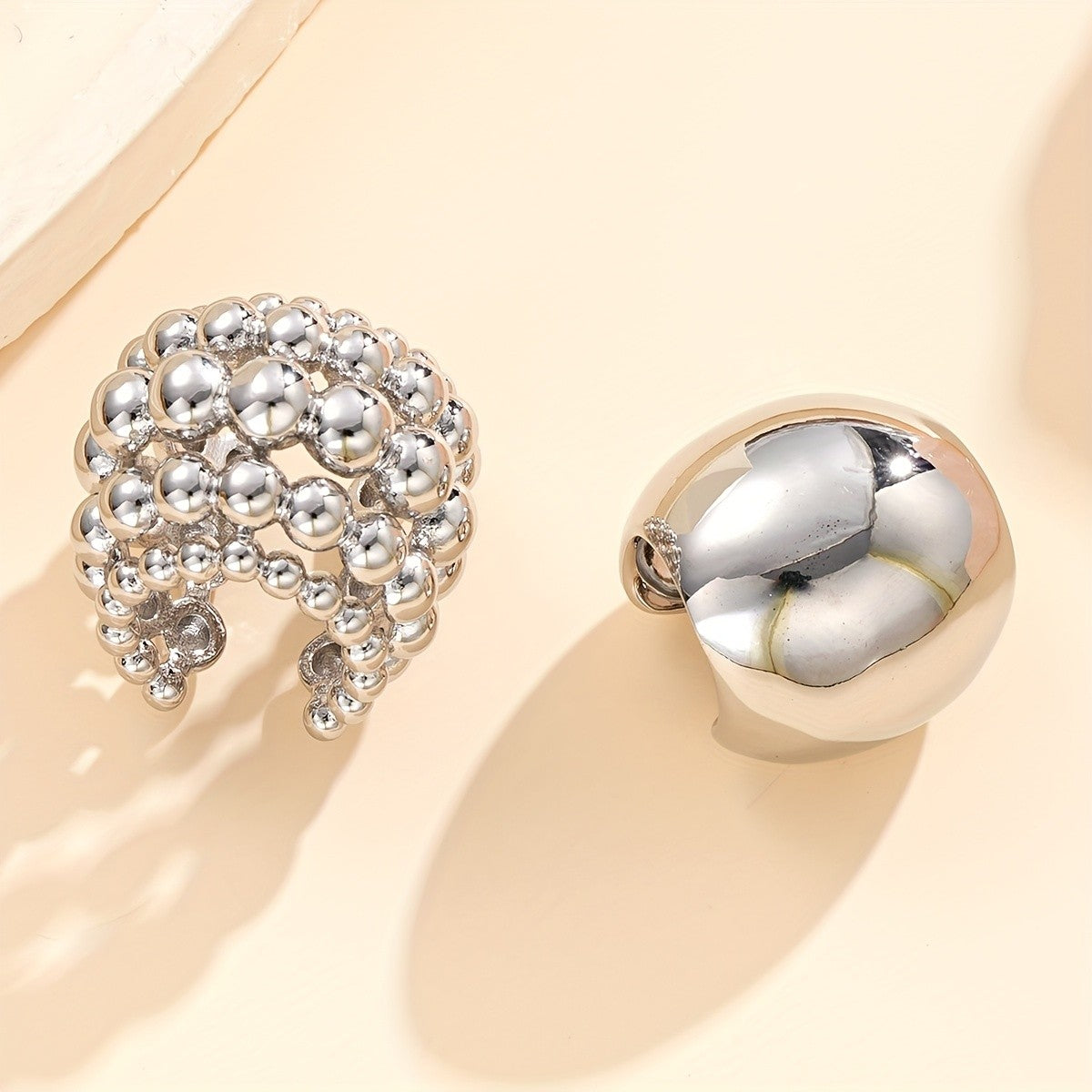 18k Geometric Bead Cuff Earrings