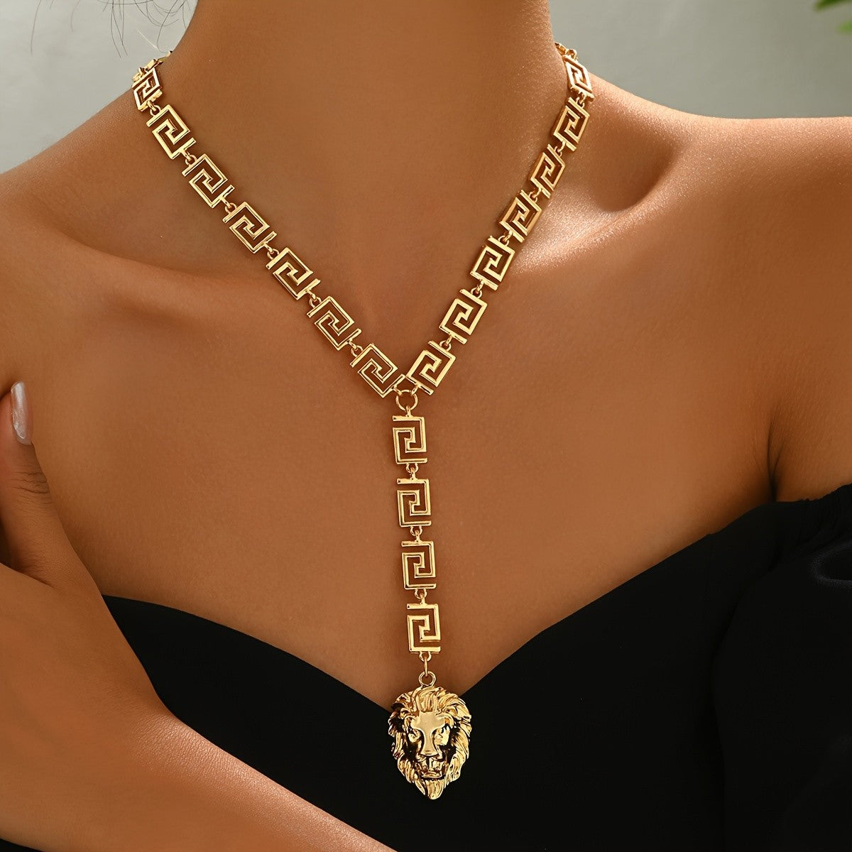 Geometric Lion Pendant Necklace