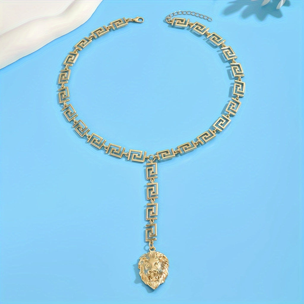Geometric Lion Pendant Necklace