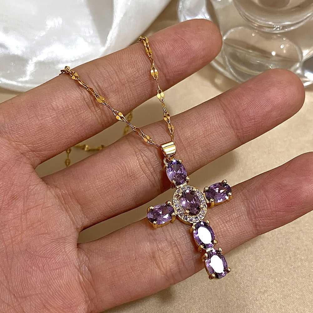 18k Minimal Elegant Cross Necklace
