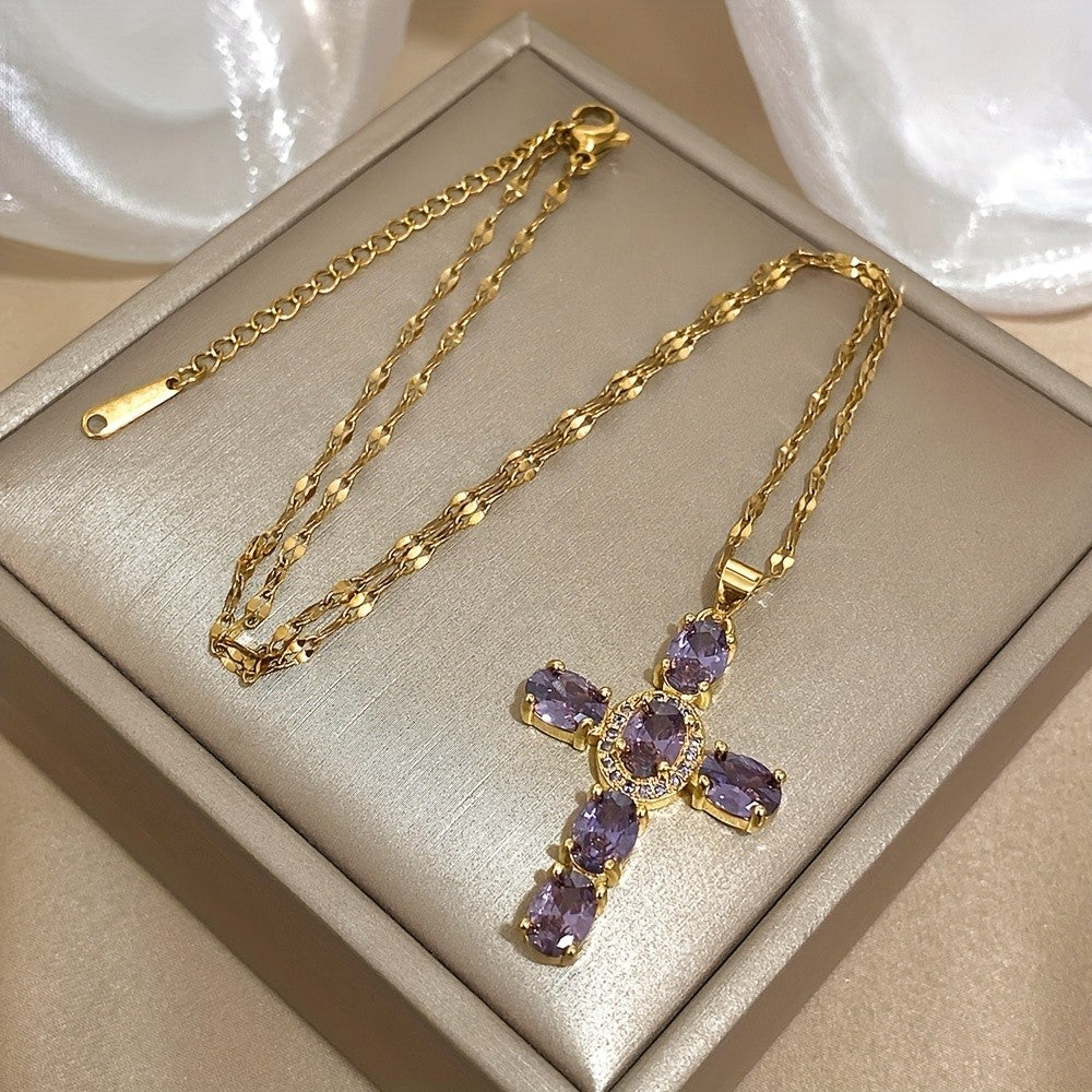18k Minimal Elegant Cross Necklace