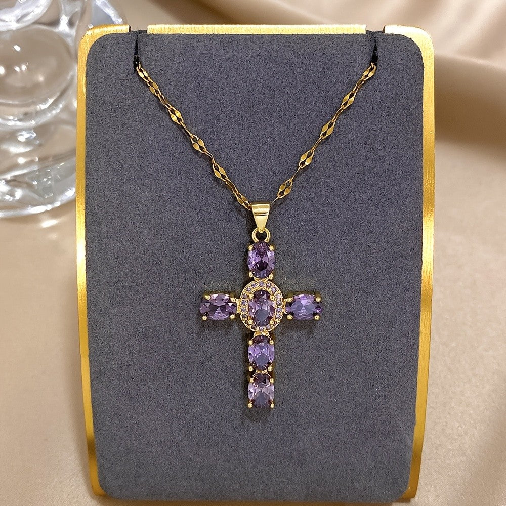 18k Minimal Elegant Cross Necklace