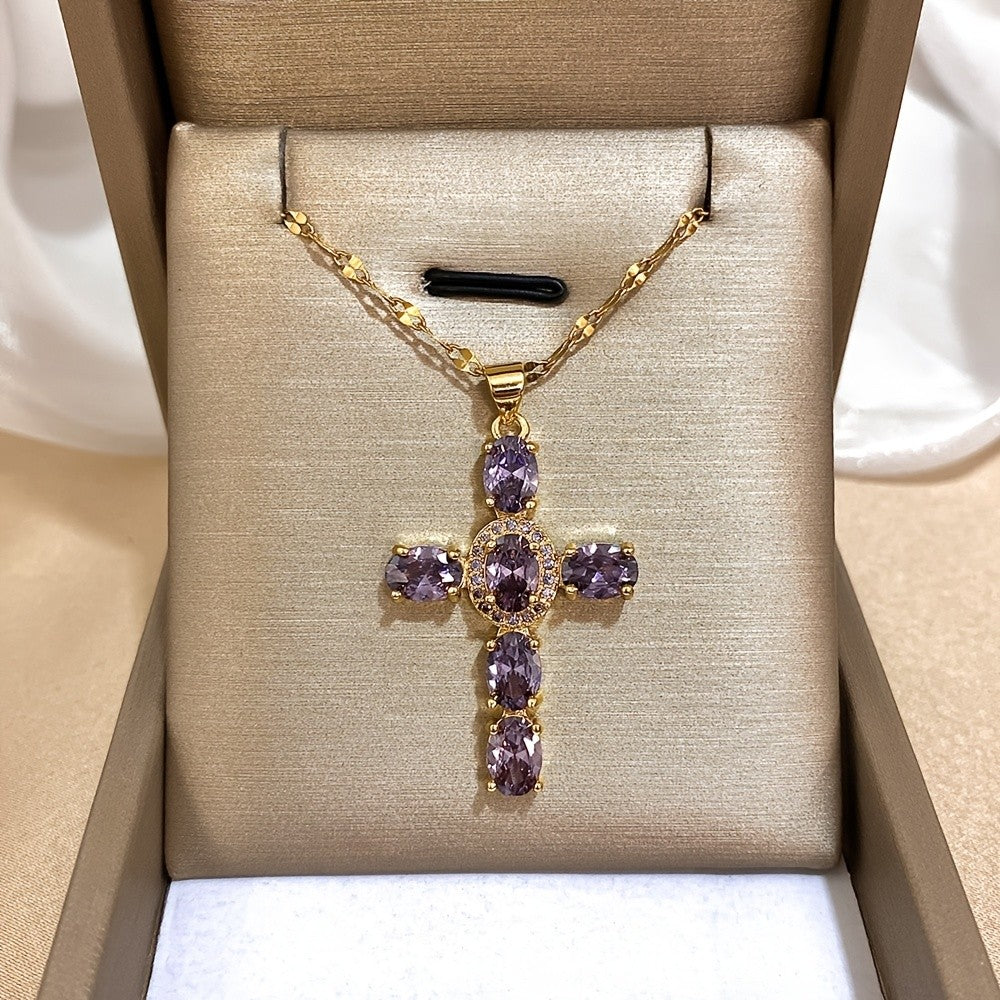 18k Minimal Elegant Cross Necklace