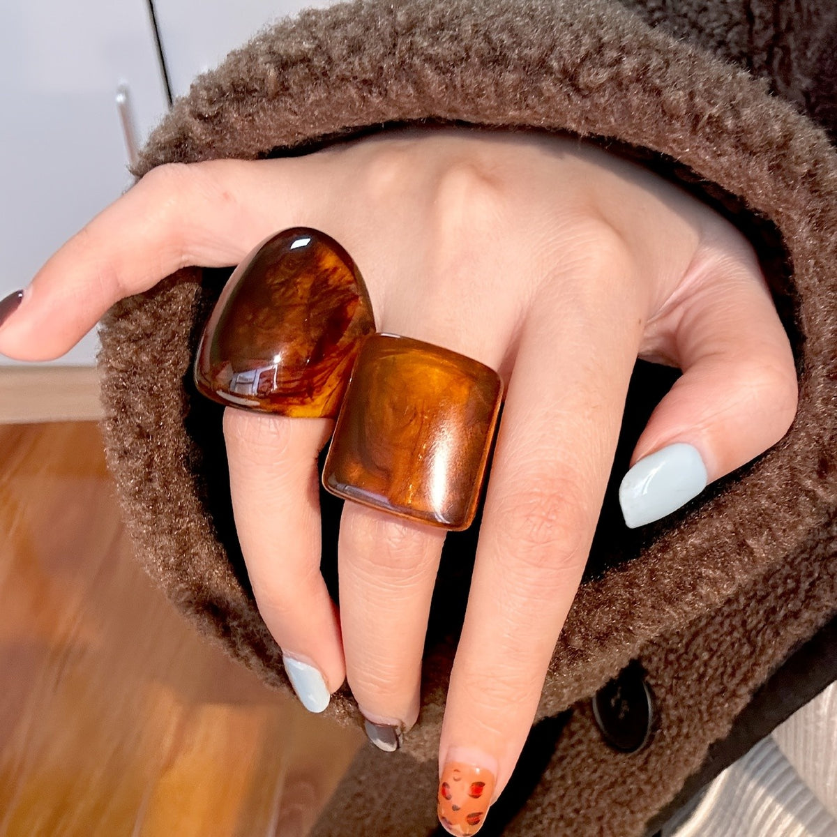 Vintage Geometric Resin Ring