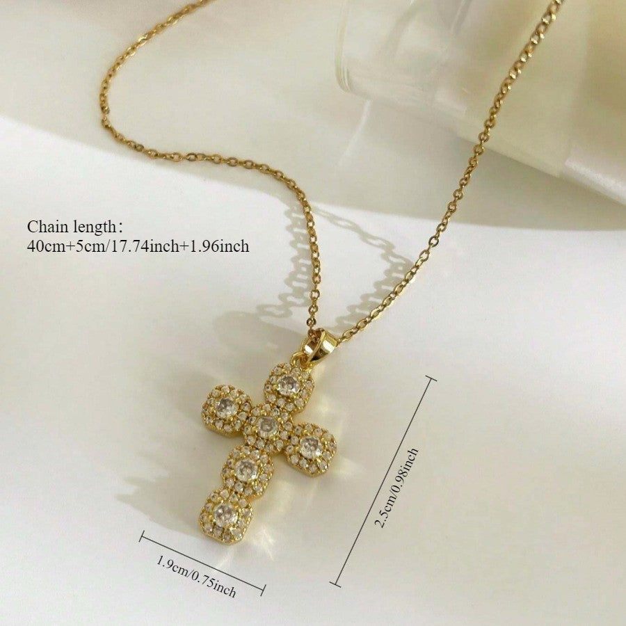 18k Elegant Square Cross Necklace
