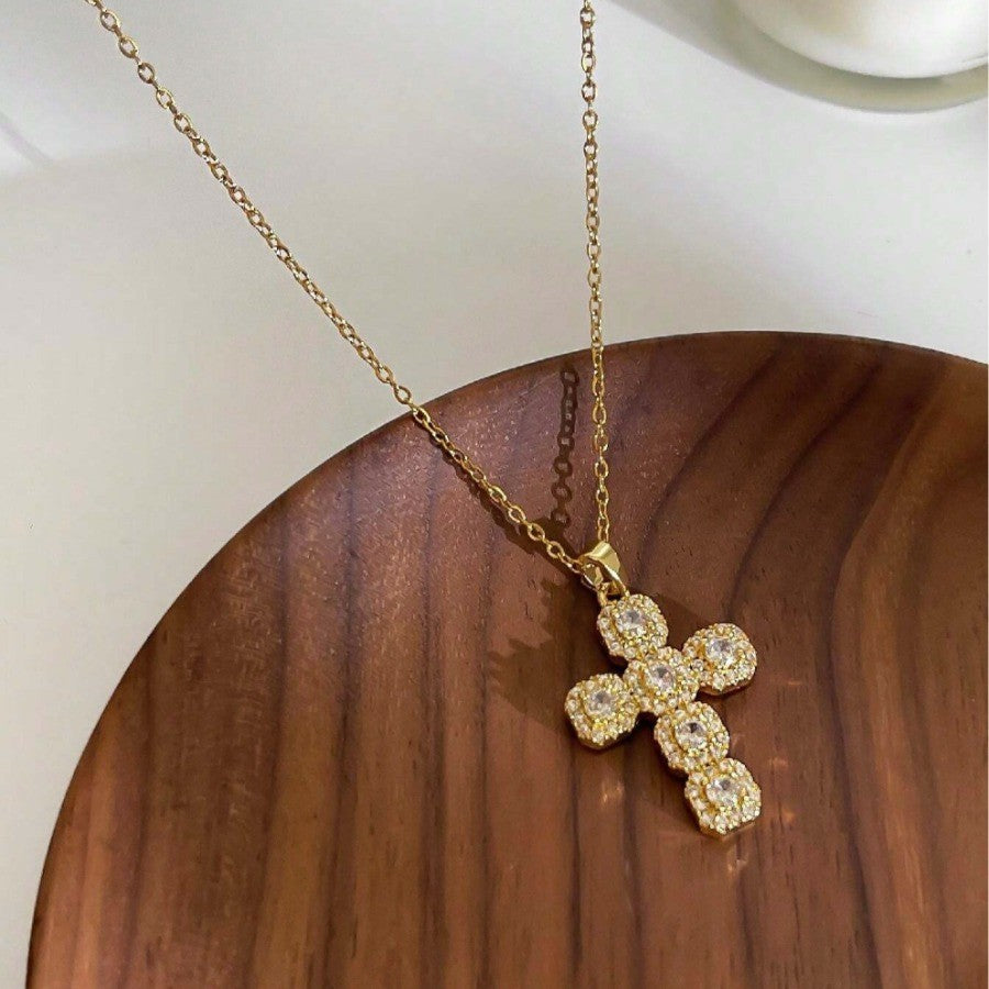 18k Elegant Square Cross Necklace