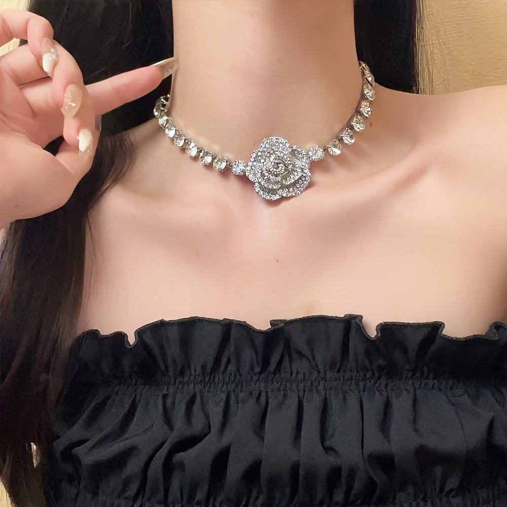 Elegant Rose Choker Necklace
