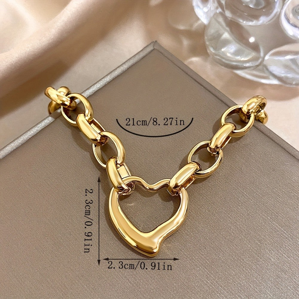 Elegant Heart Link Bracelet