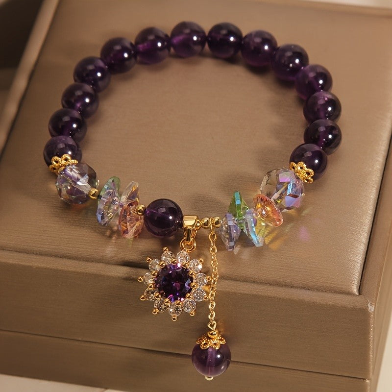 Iridescent Crystal Flower Bracelet