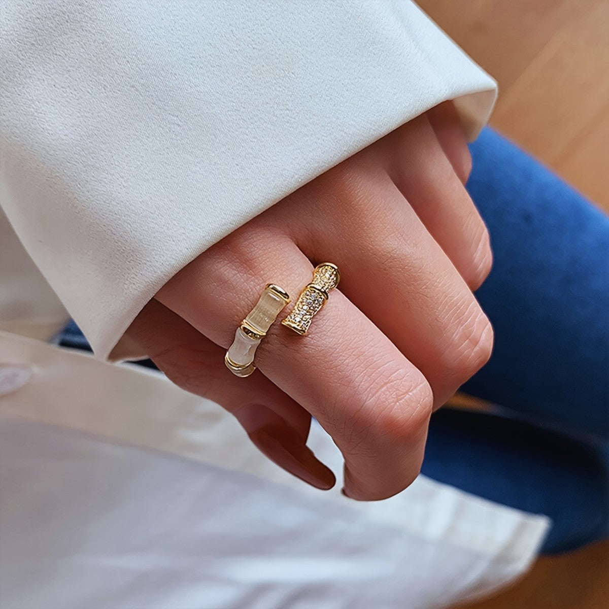 14k Boho Bamboo Ring