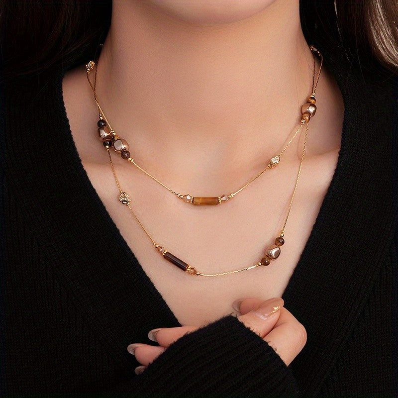 Vintage Glass Bar Necklace Set