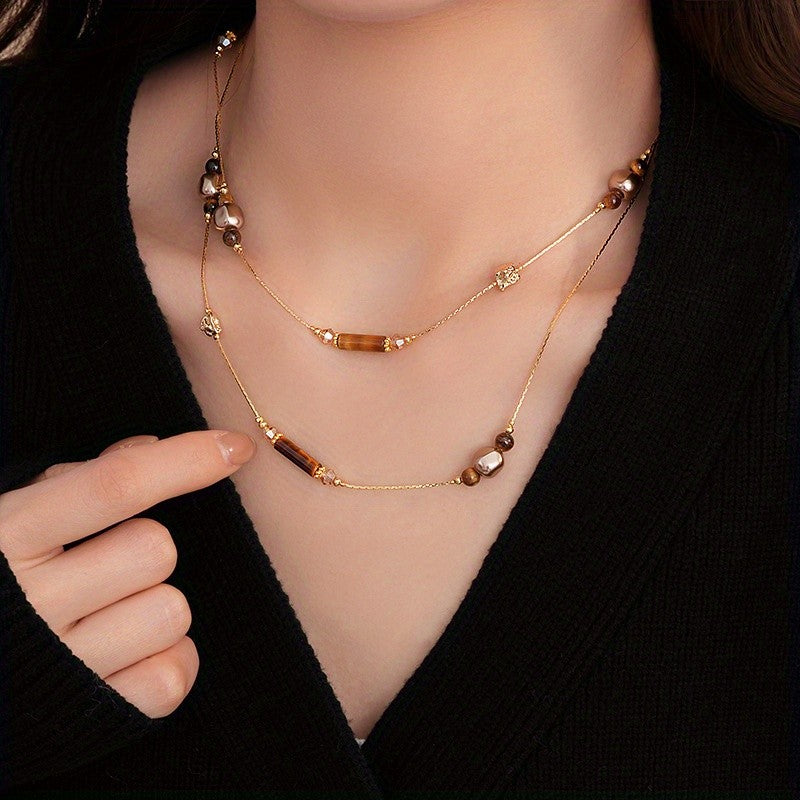Vintage Glass Bar Necklace Set