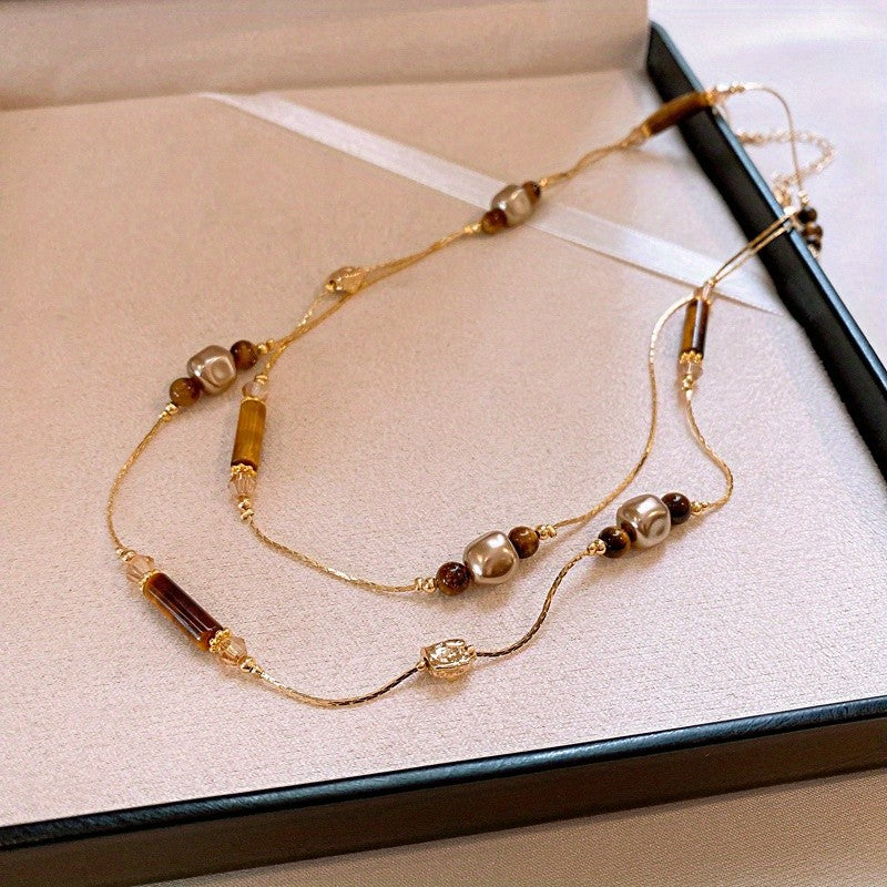 Vintage Glass Bar Necklace Set