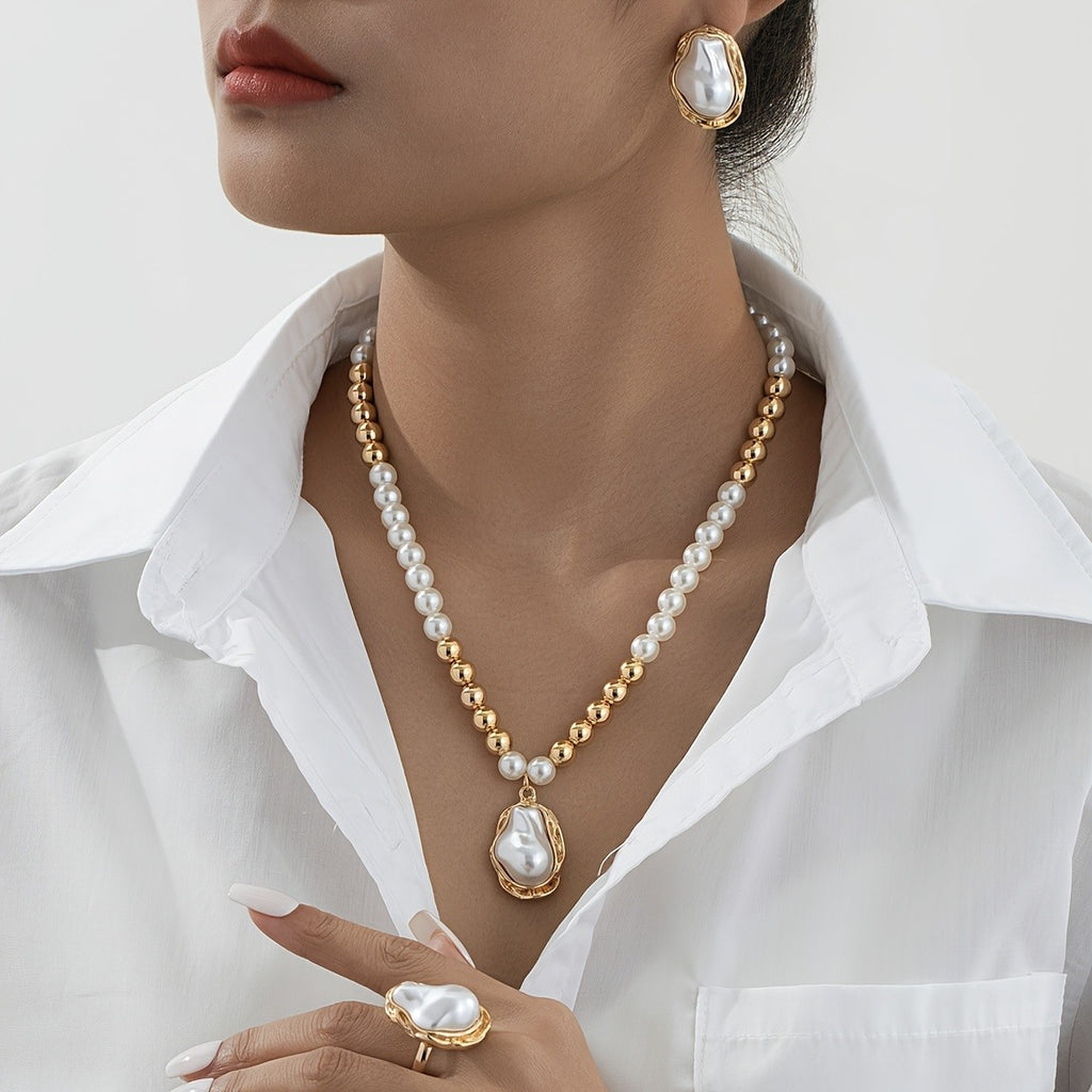 Vintage Pearl Baroque Jewelry Set