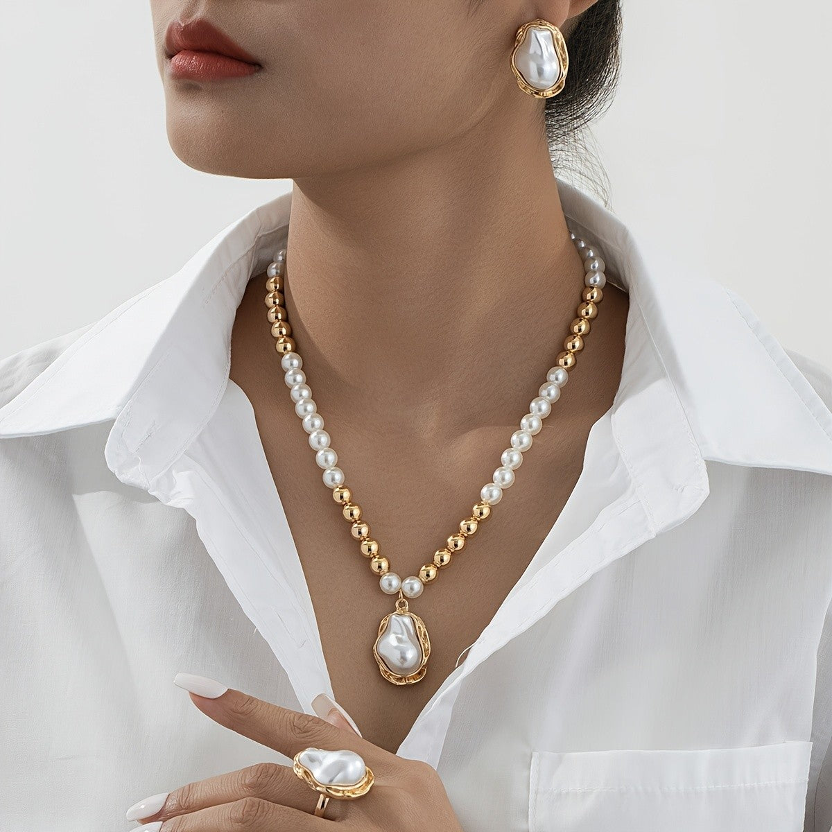 Vintage Pearl Baroque Jewelry Set